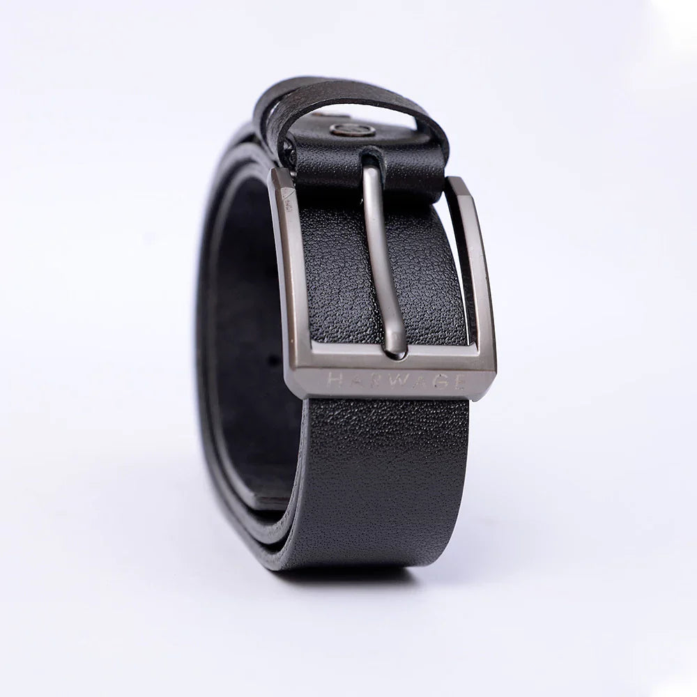 Men Basic Buckle Belt - Black - Harwage