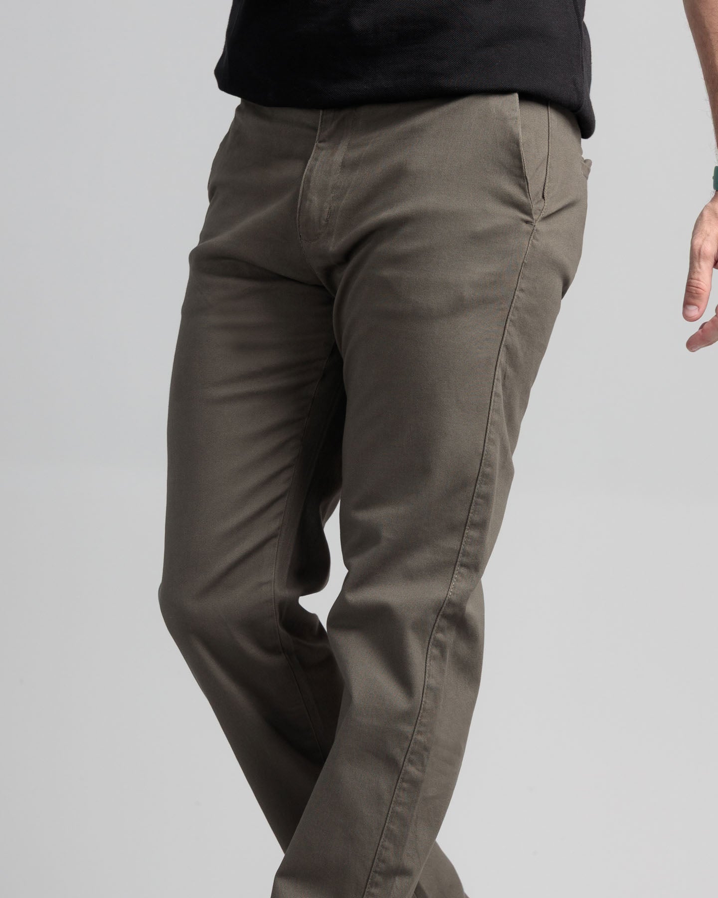 Men's Elasticated Chino Trousers - Olive