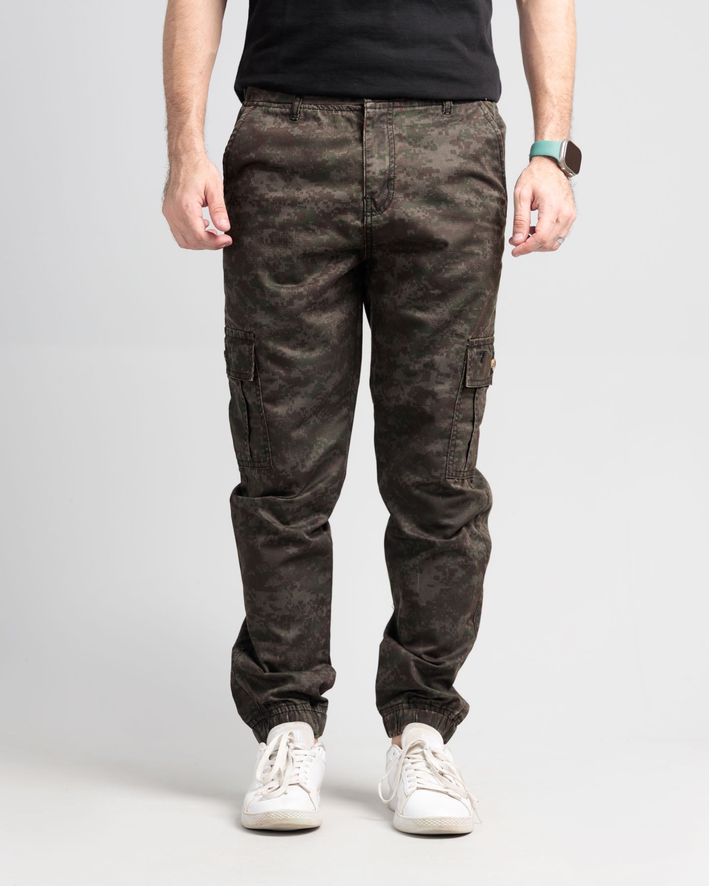 Men's Camo Stretch Denim Trousers - Green