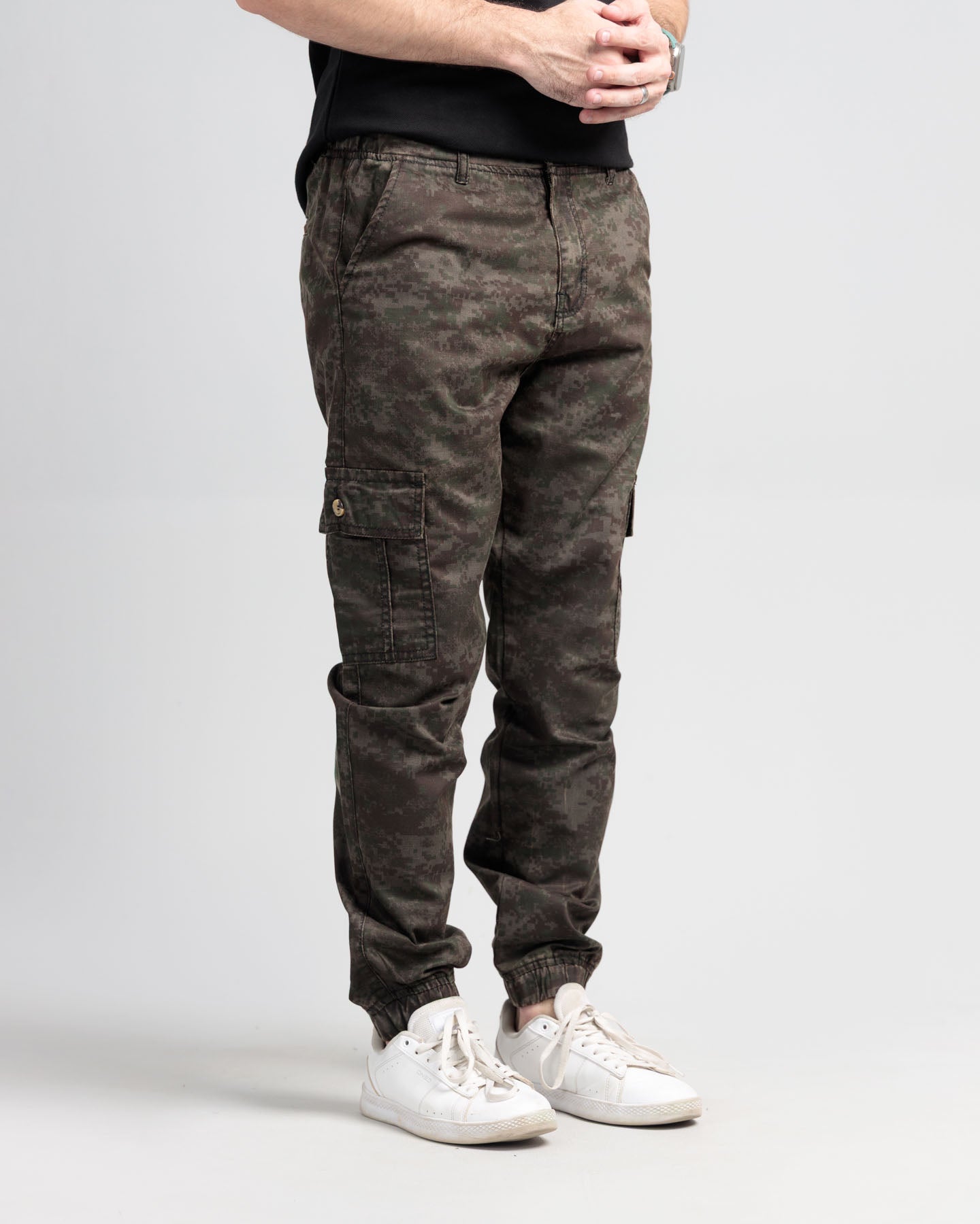 Men's Camo Stretch Denim Trousers - Green