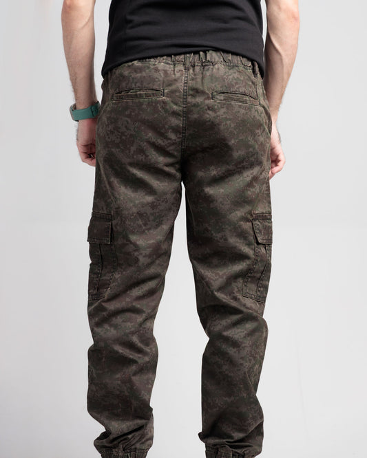 Men's Camo Stretch Denim Trousers - Green