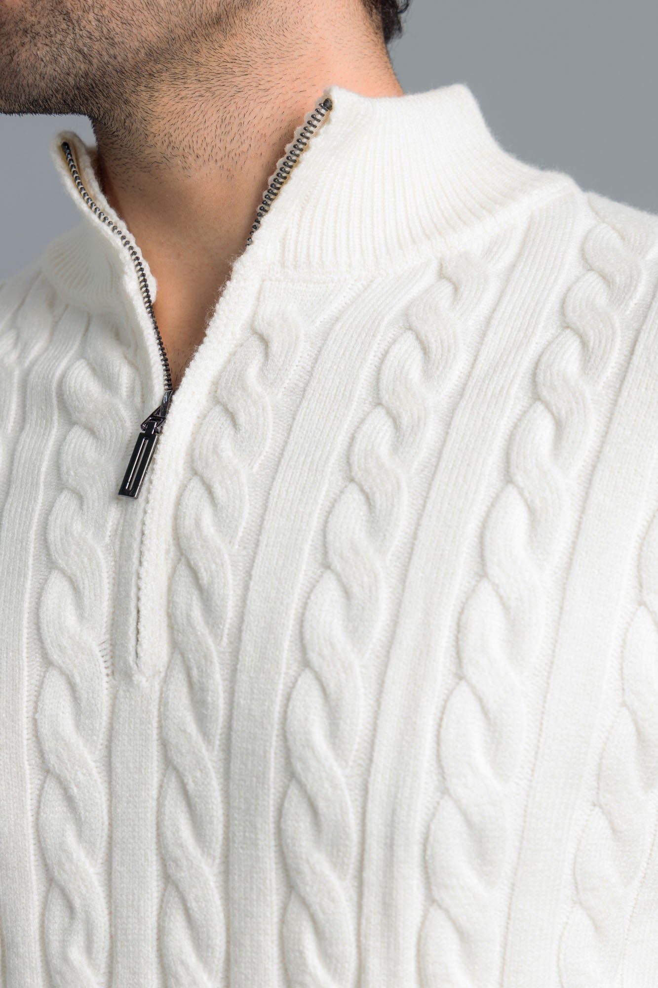 Men’s Wool Mock Neck Jersey - Off White