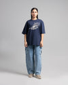 Women Boxy Fit Cotton T-Shirt -  Navy
