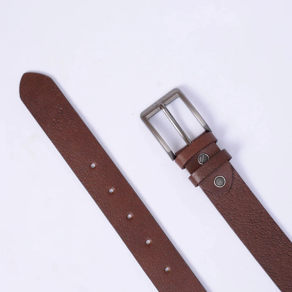 Men Basic Buckle Belt - Brown - Harwage