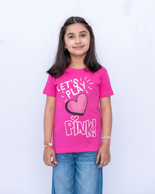 Junior Girls Printed Graphic Shirt β Vivid Pink