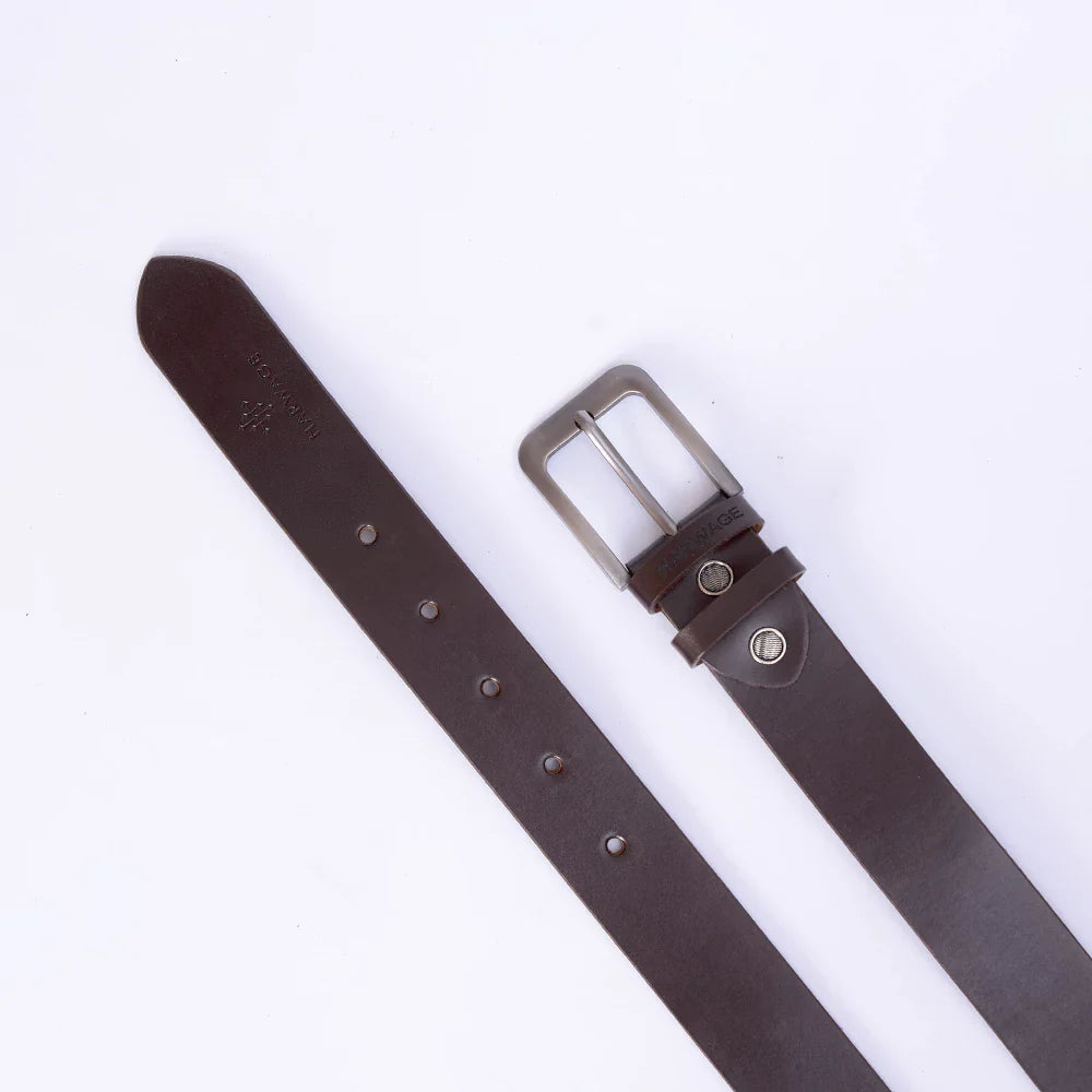 Men Faux Leather Belt - Brown - Harwage