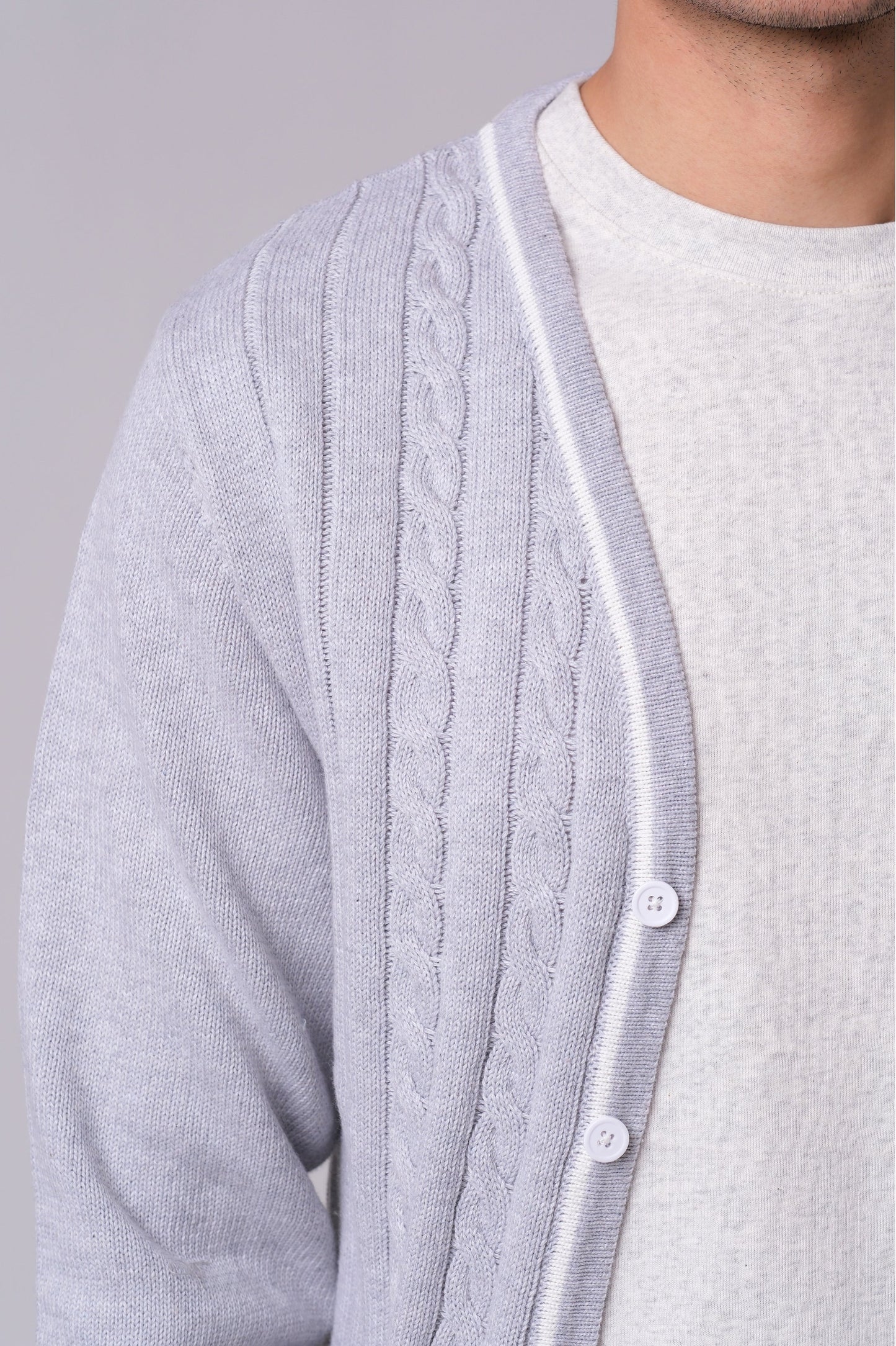 Men’s V-Neck Cardigan - Grey