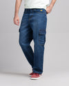 Men Loose Fit Cargo Denim Jeans - Ice Blue
