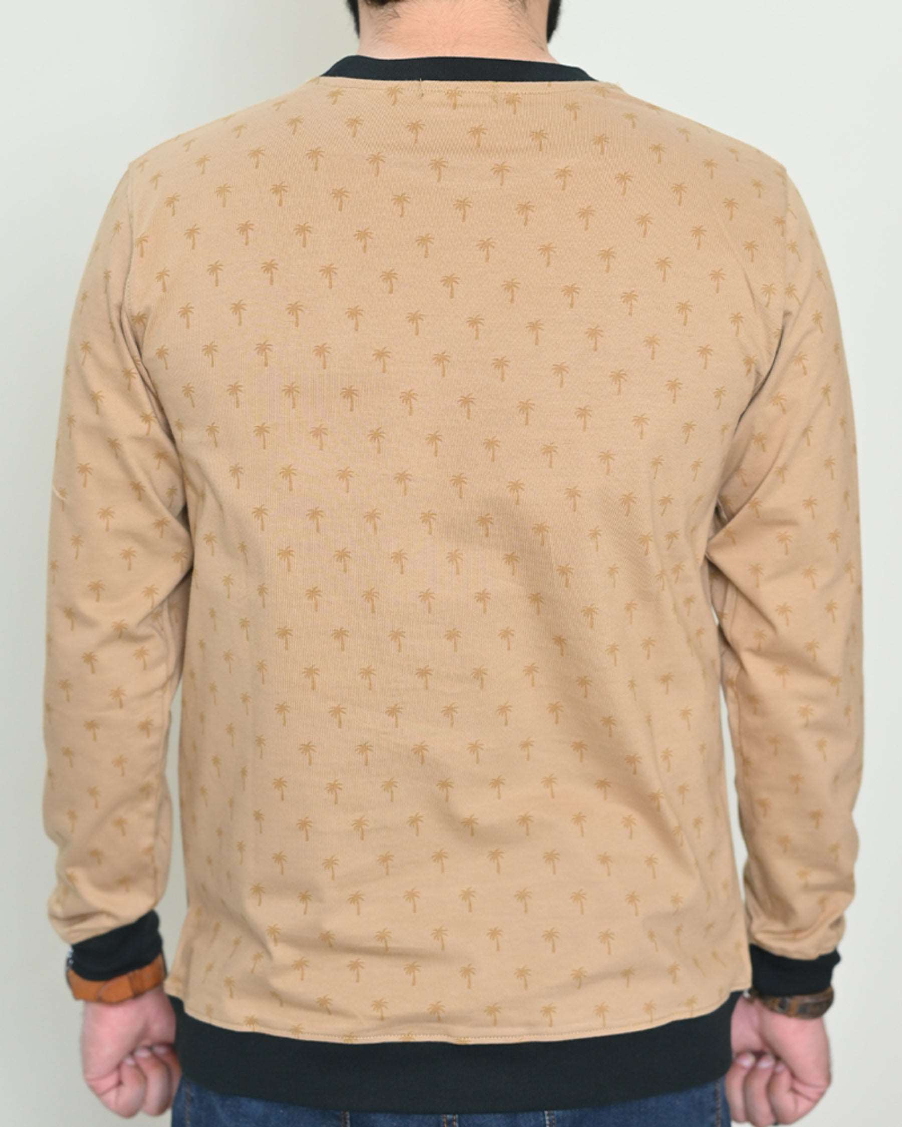 Men Palm Rotatory Design Sweatshirt – Beige - Harwage