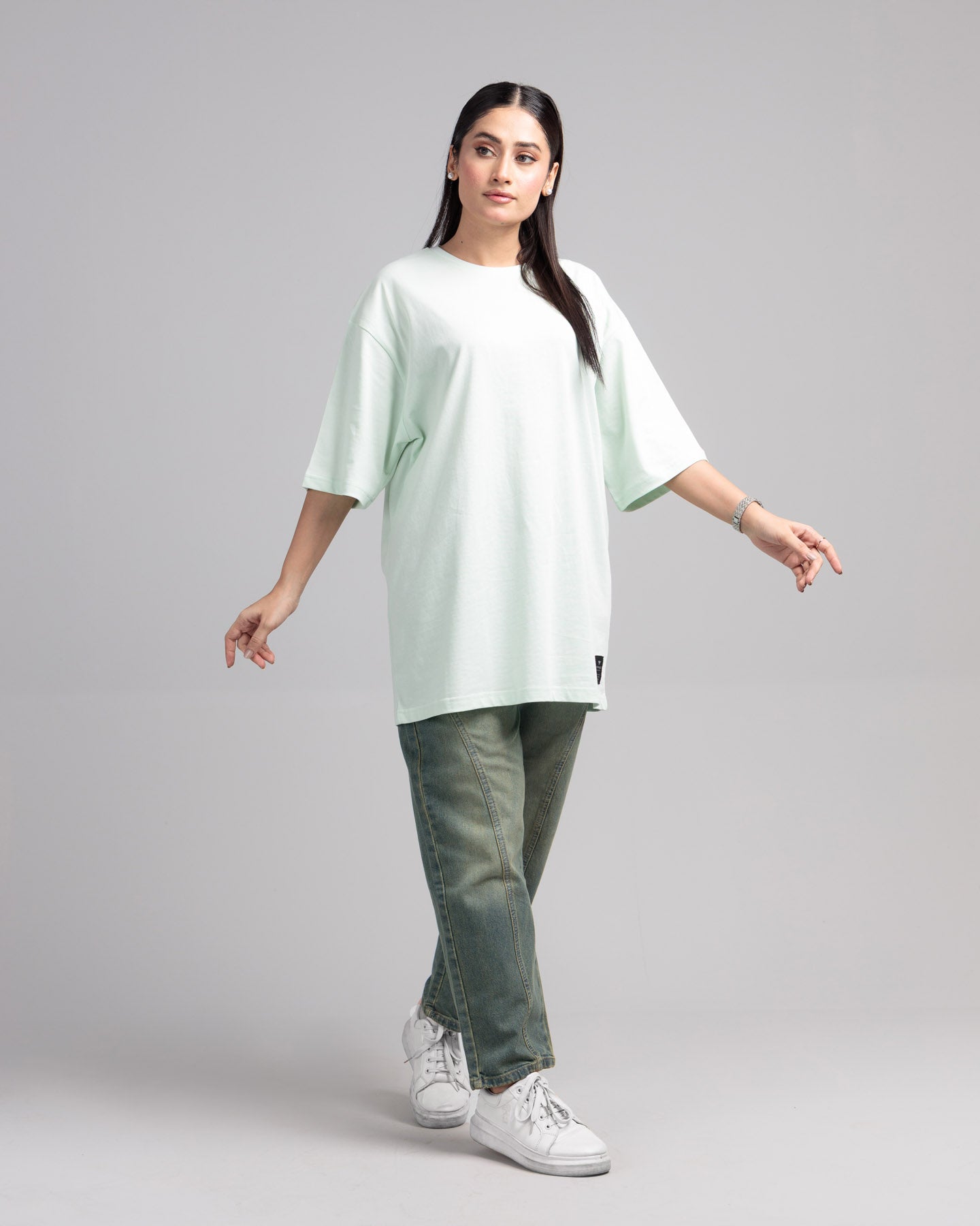 Women Boxy Fit Cotton T-Shirt - Hint of Mint