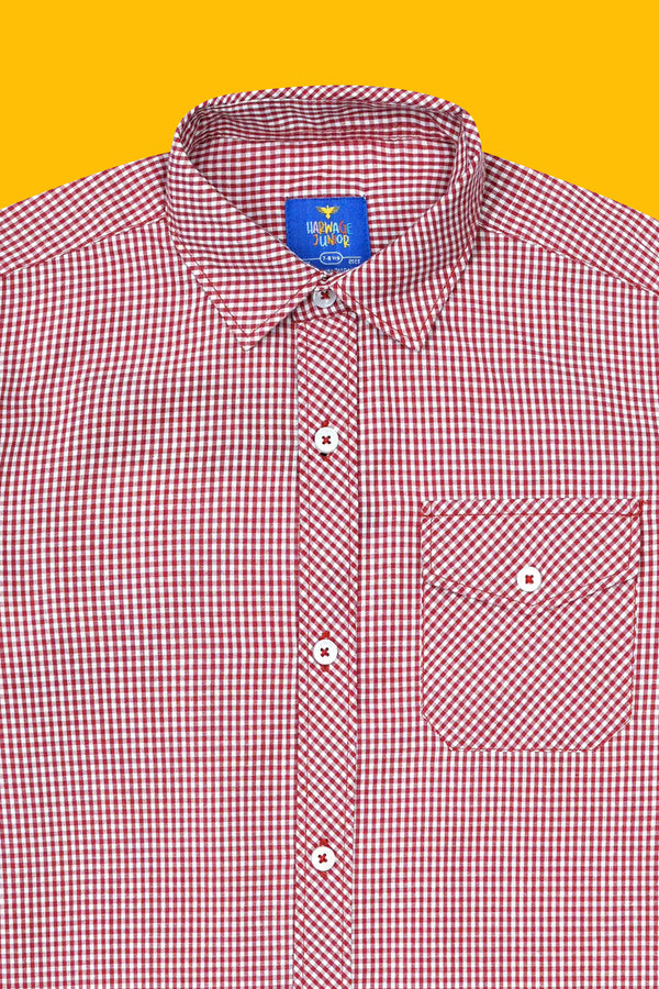 Boys’ Full Sleeves Casual Shirt - Red & White