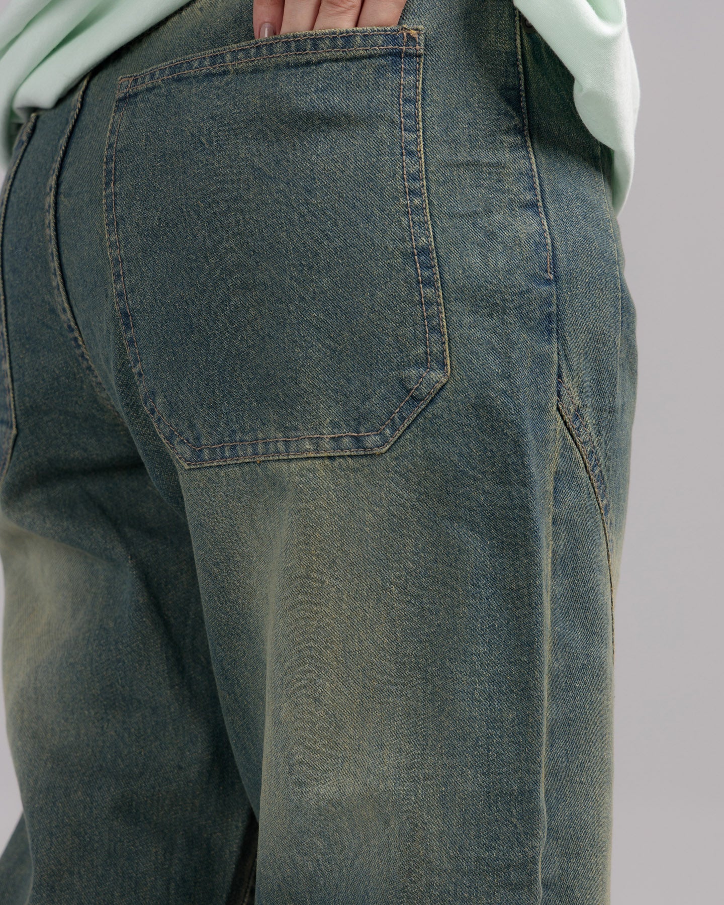 Women Loose Fit Cut & Sewn Denim Jeans - Vintage Blue