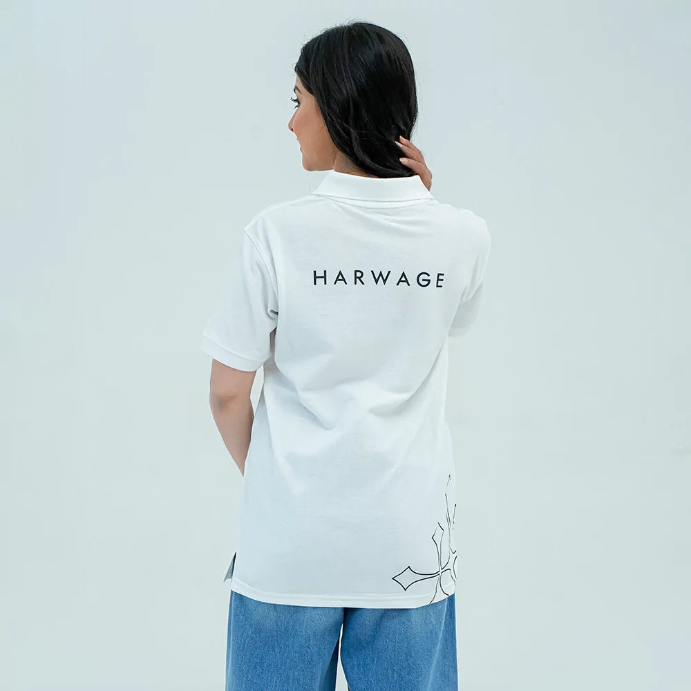 Women Basic Polo Shirt - White - Harwage