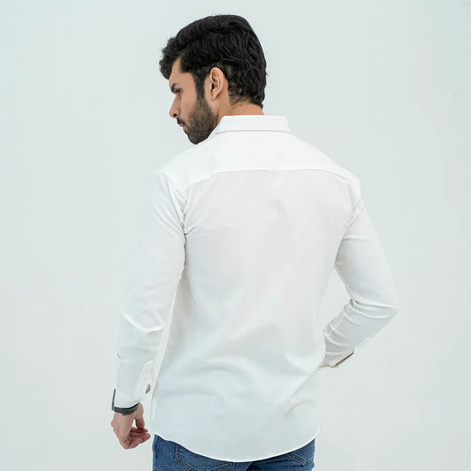 Men Basic Oxford Shirt - White - Harwage