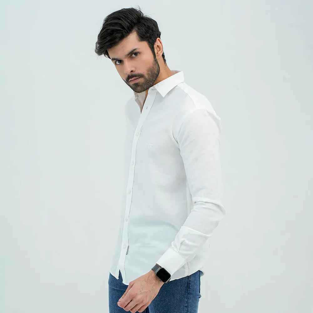Men Basic Oxford Shirt - White - Harwage