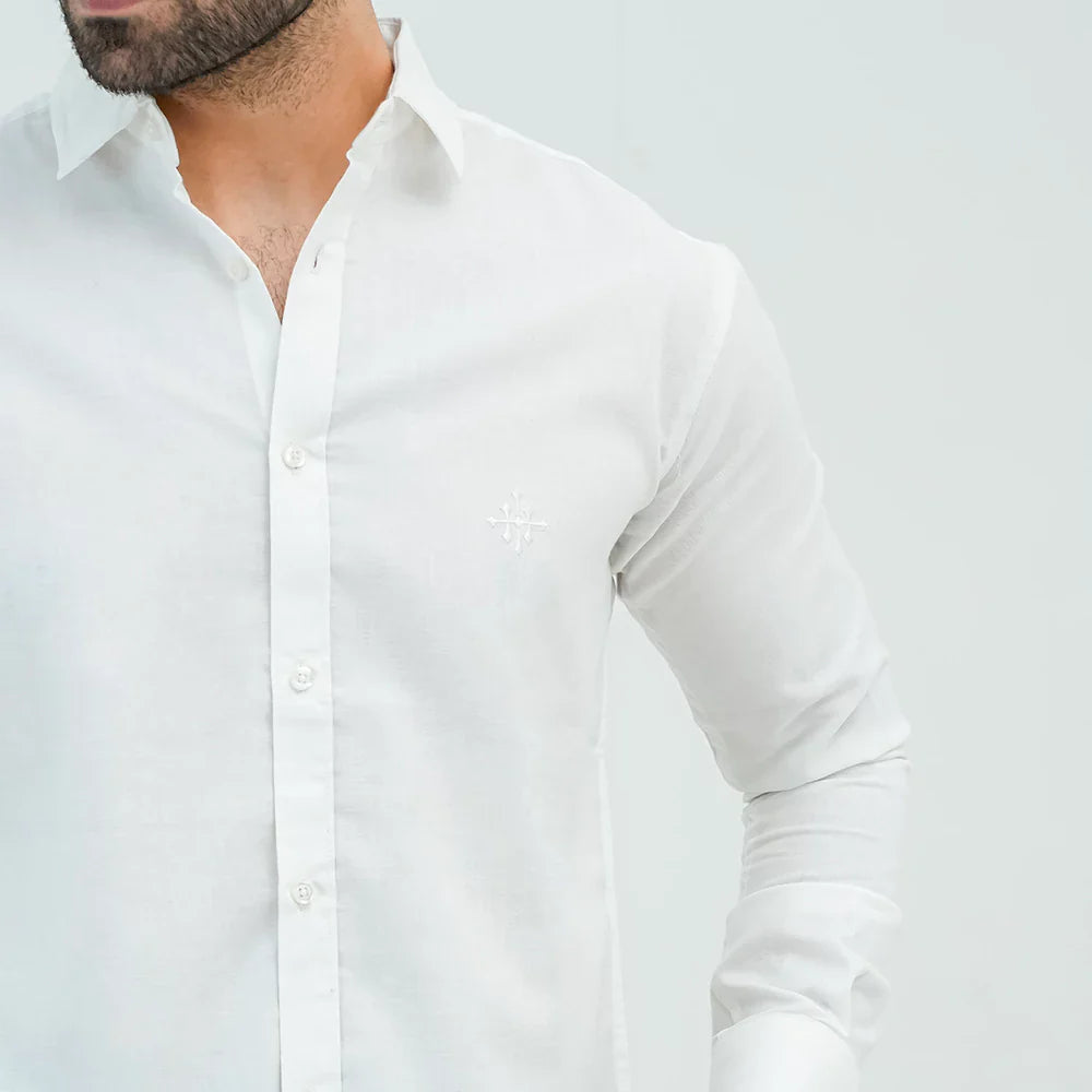 Men Basic Oxford Shirt - White - Harwage