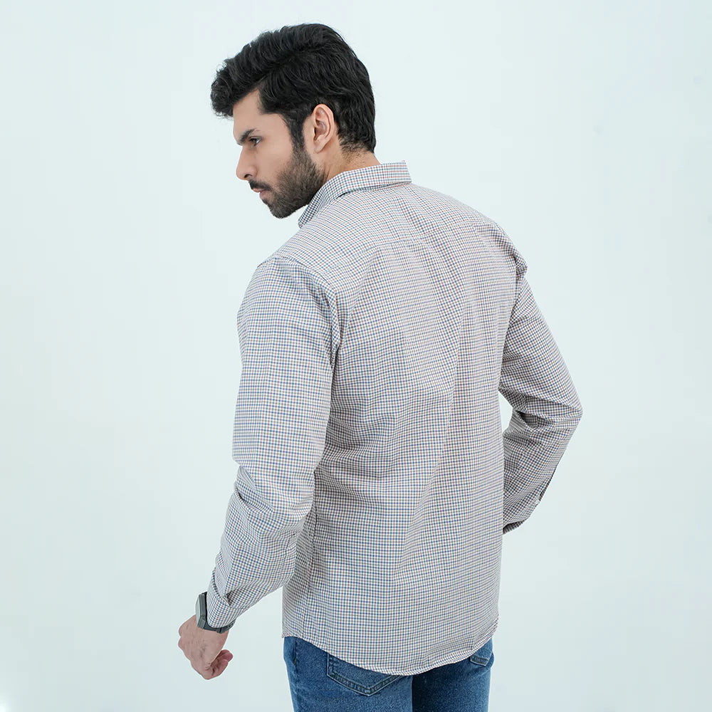 Men Basic Checkered Casual Shirt - Brown - Harwage