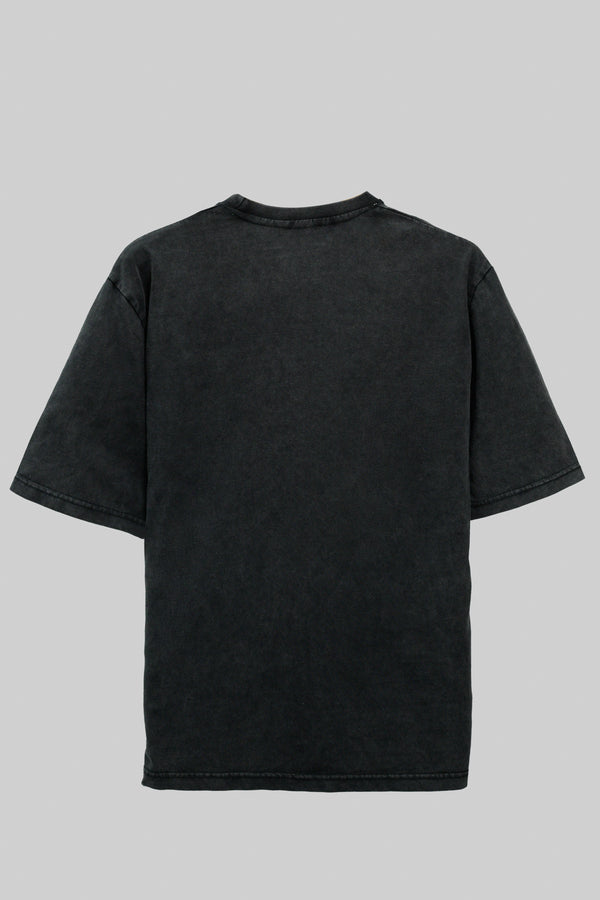Round Neck Half Sleeves T-Shirt- Acid Wash