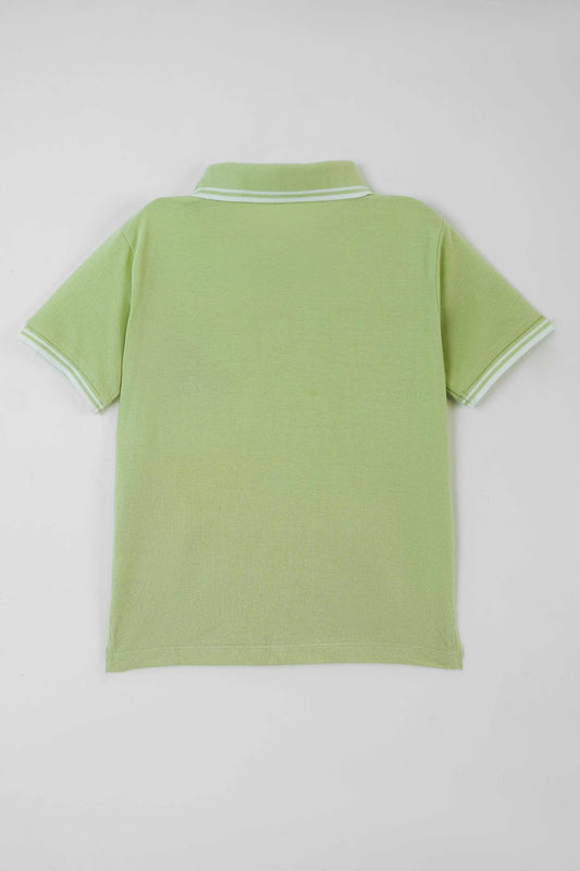 Back view of a piqué polo shirt