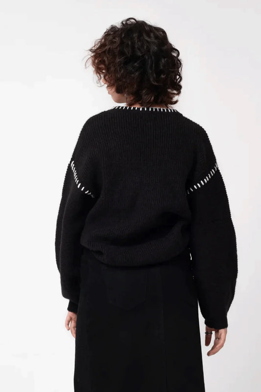 Black cardigan back view