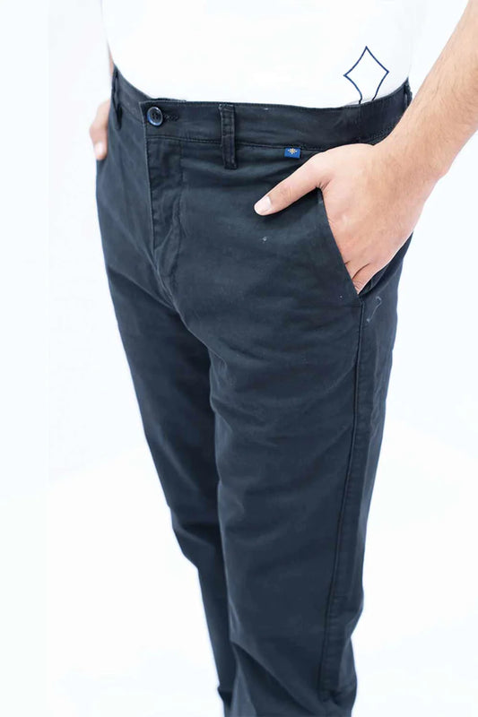 Black elastic waist chino pants