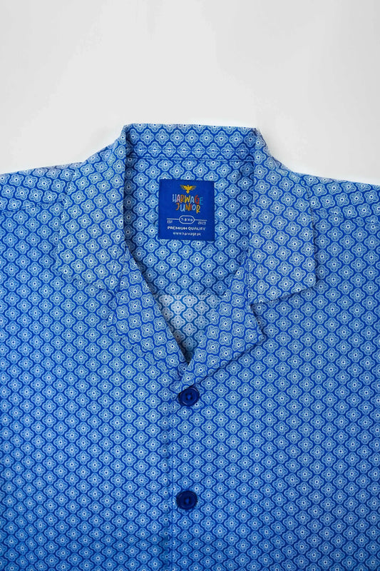 Blue Resort Collar Casual Shirt