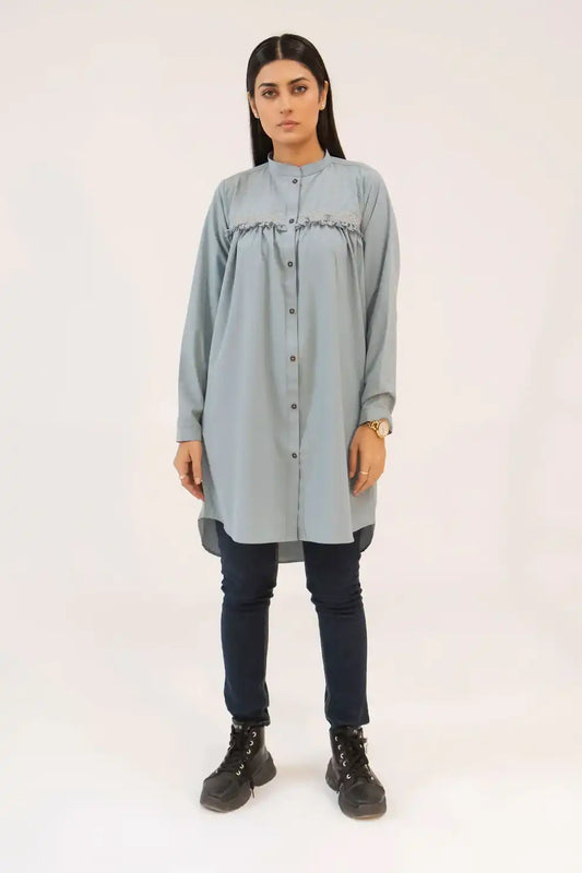 Carrot Blue Tunic Dress Shirt