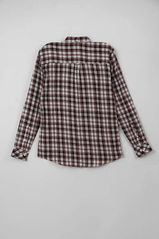 Checkered shirt back view with long sleeves