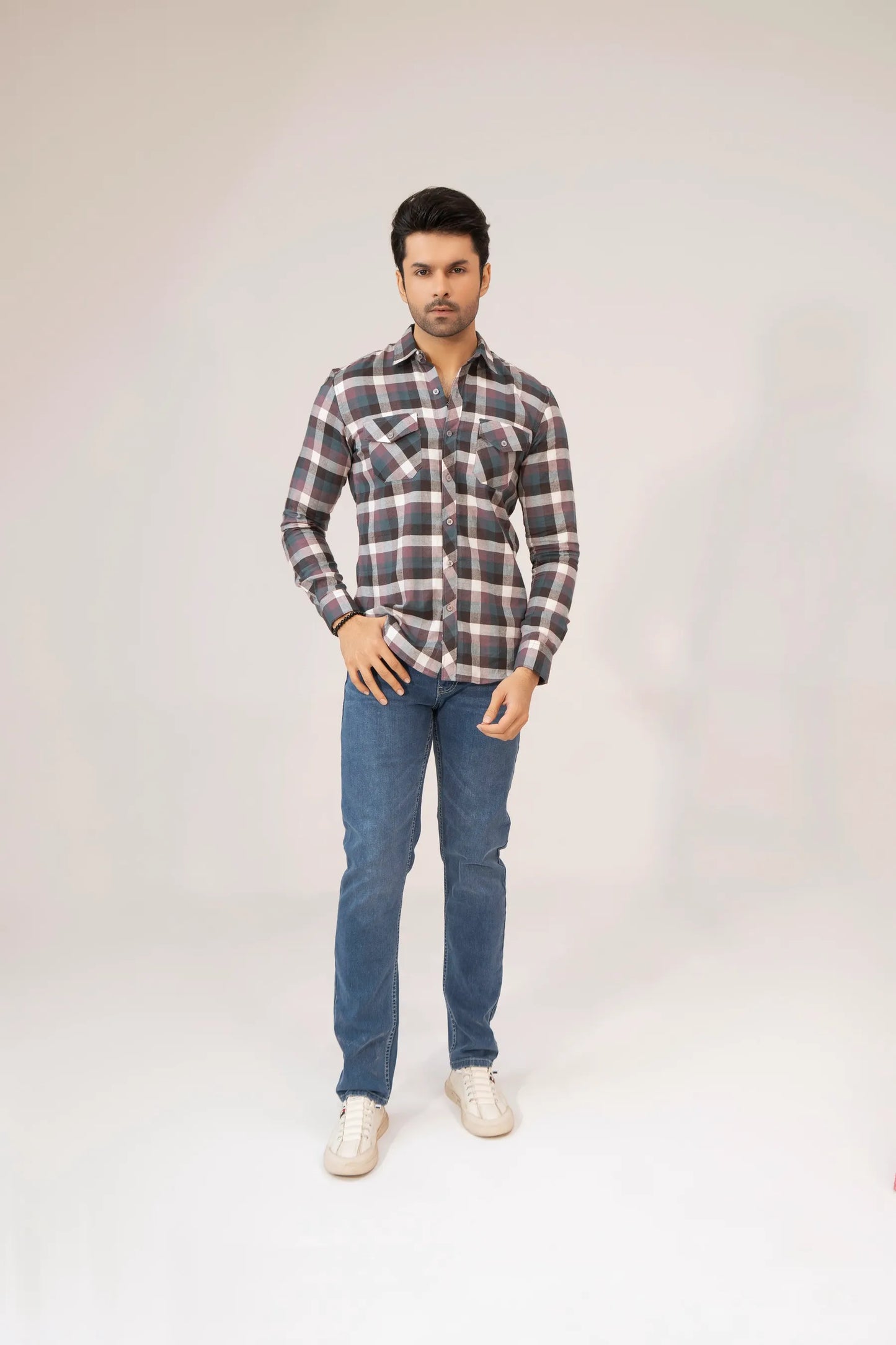 Men Casual Dress Shirt - Checkered - Harwage
