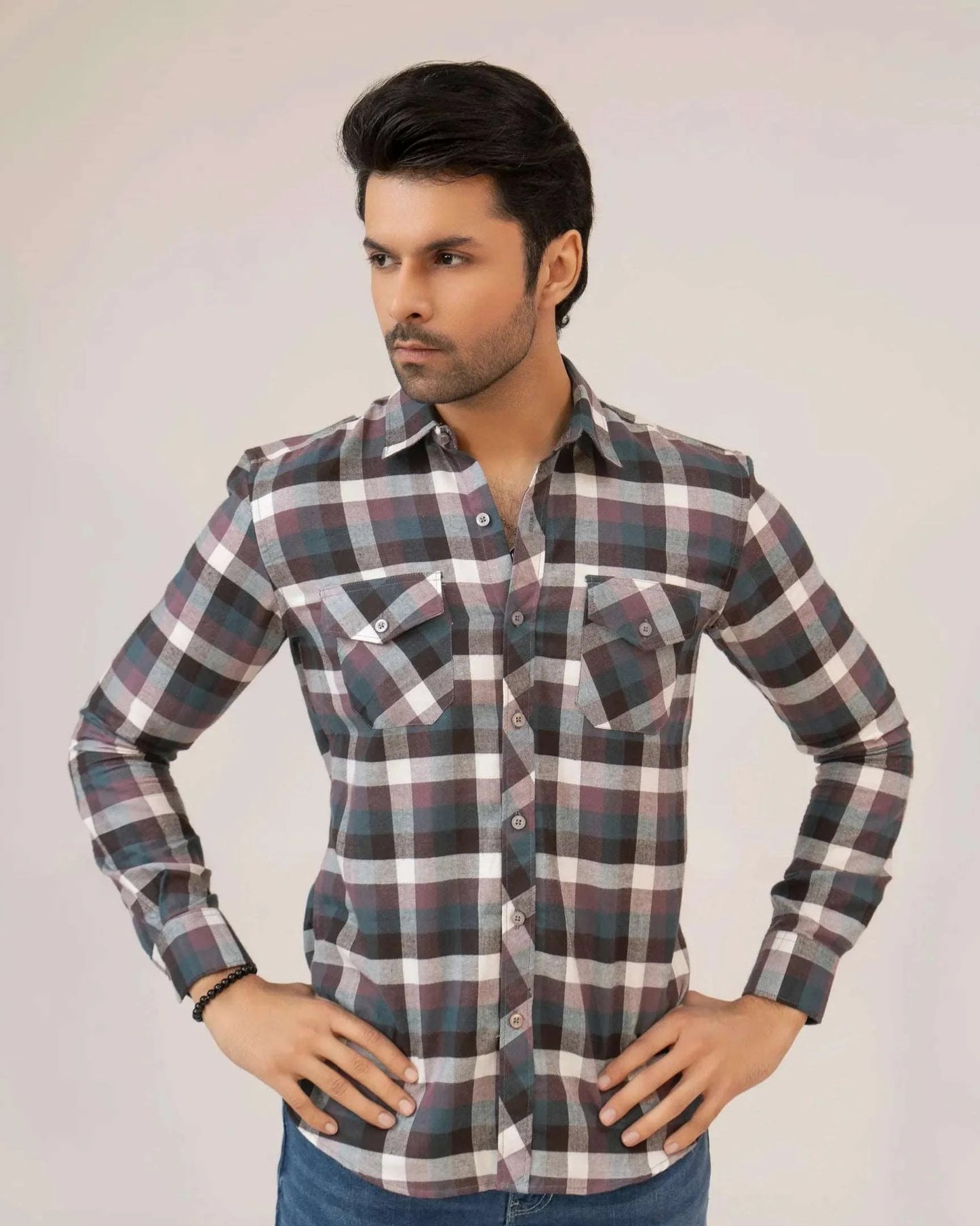 Men Casual Dress Shirt - Checkered - Harwage