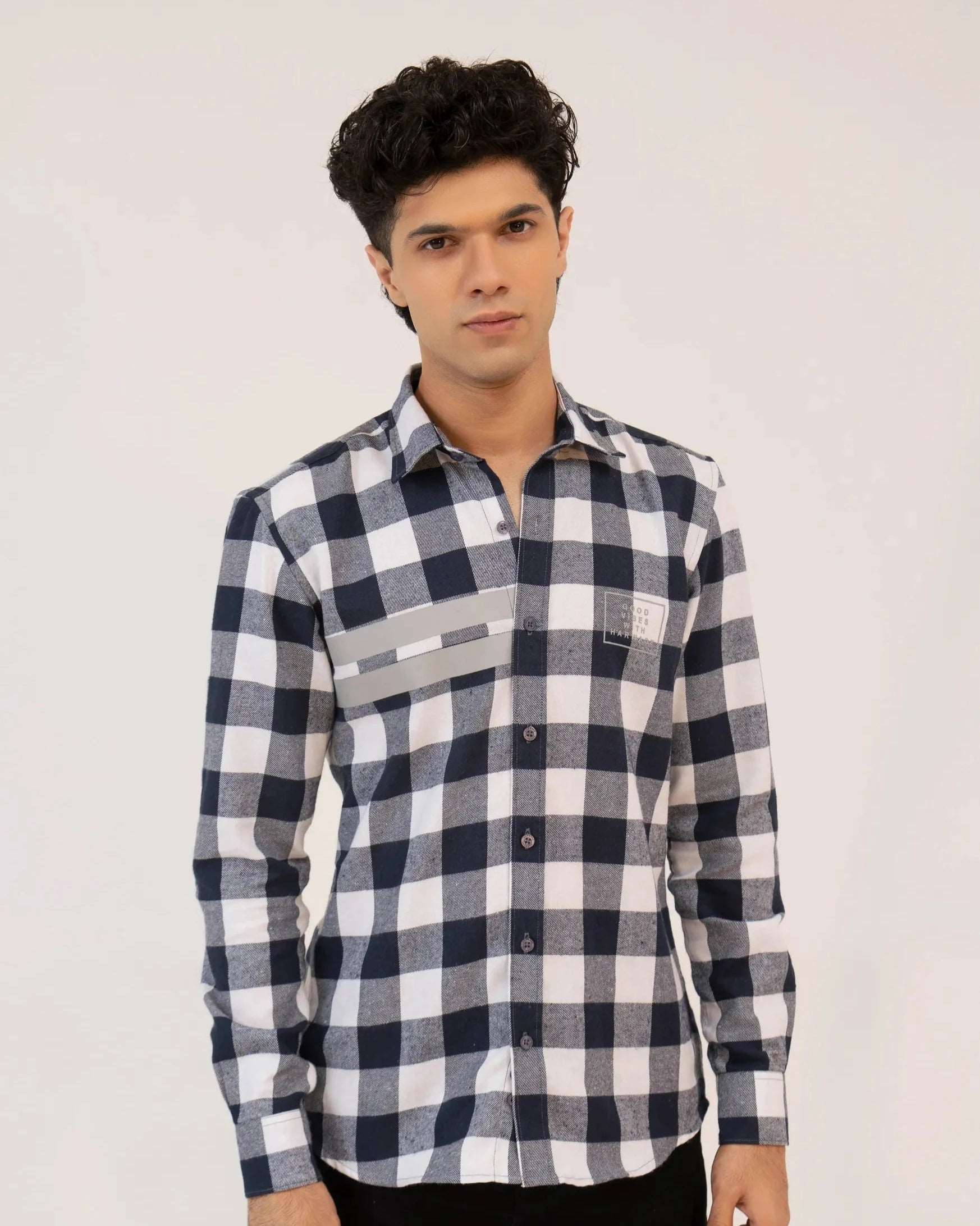 Men Casual Dress Shirt - Checkered - Harwage