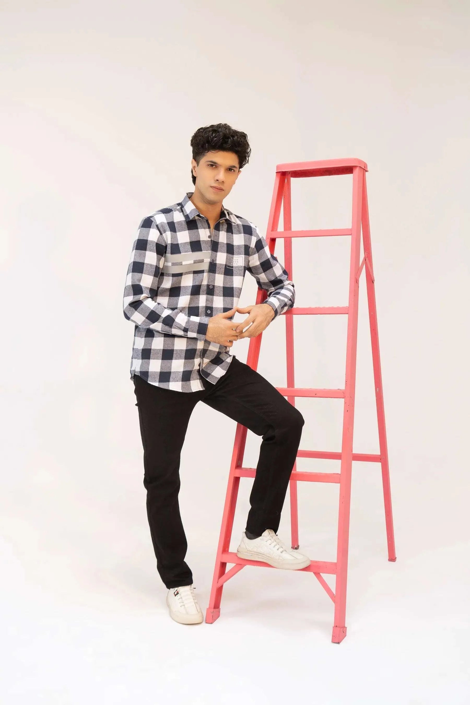 Men Casual Dress Shirt - Checkered - Harwage