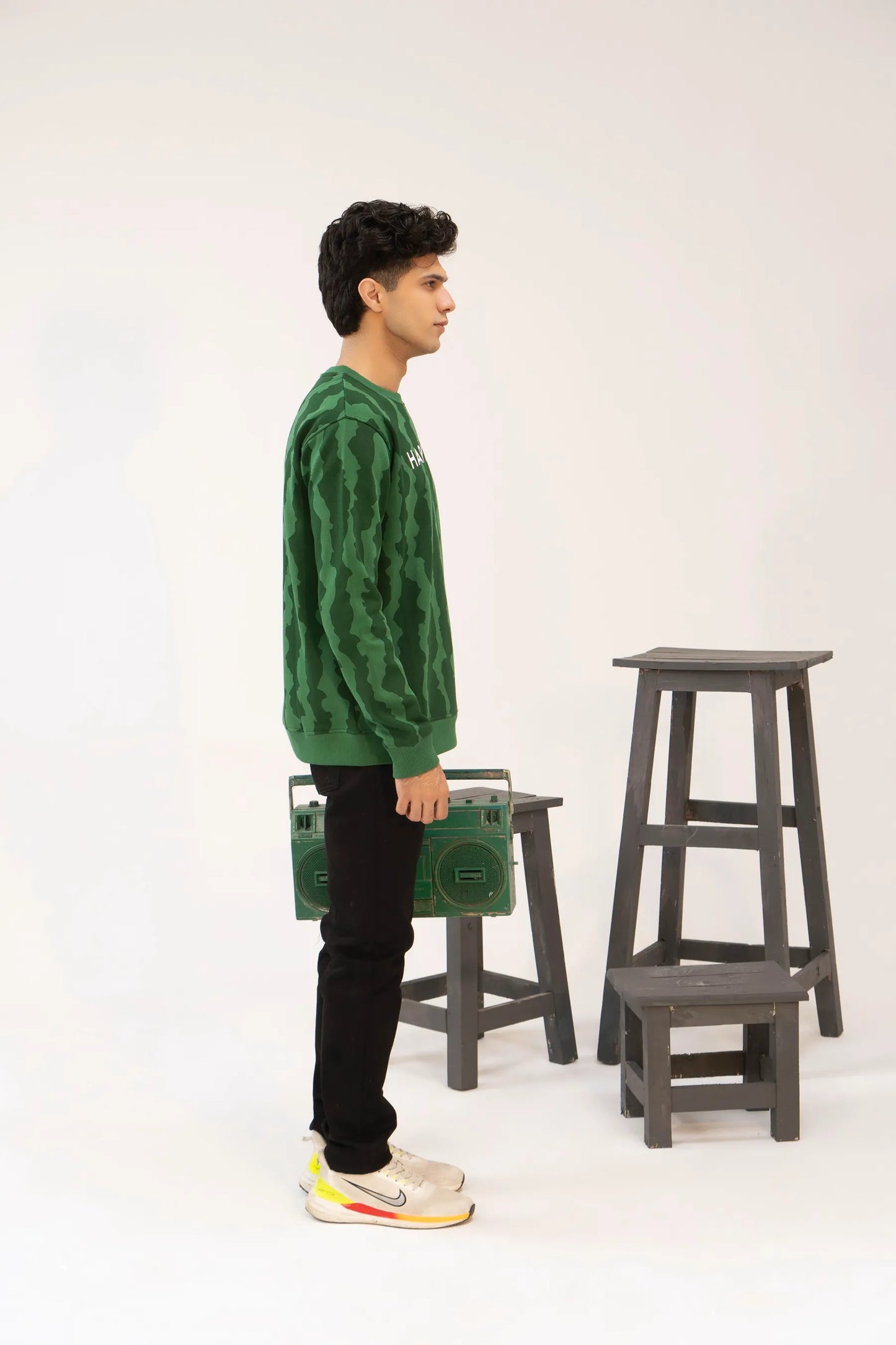 Men Regular Fit Sweatshirt - Green Camouflage - Harwage