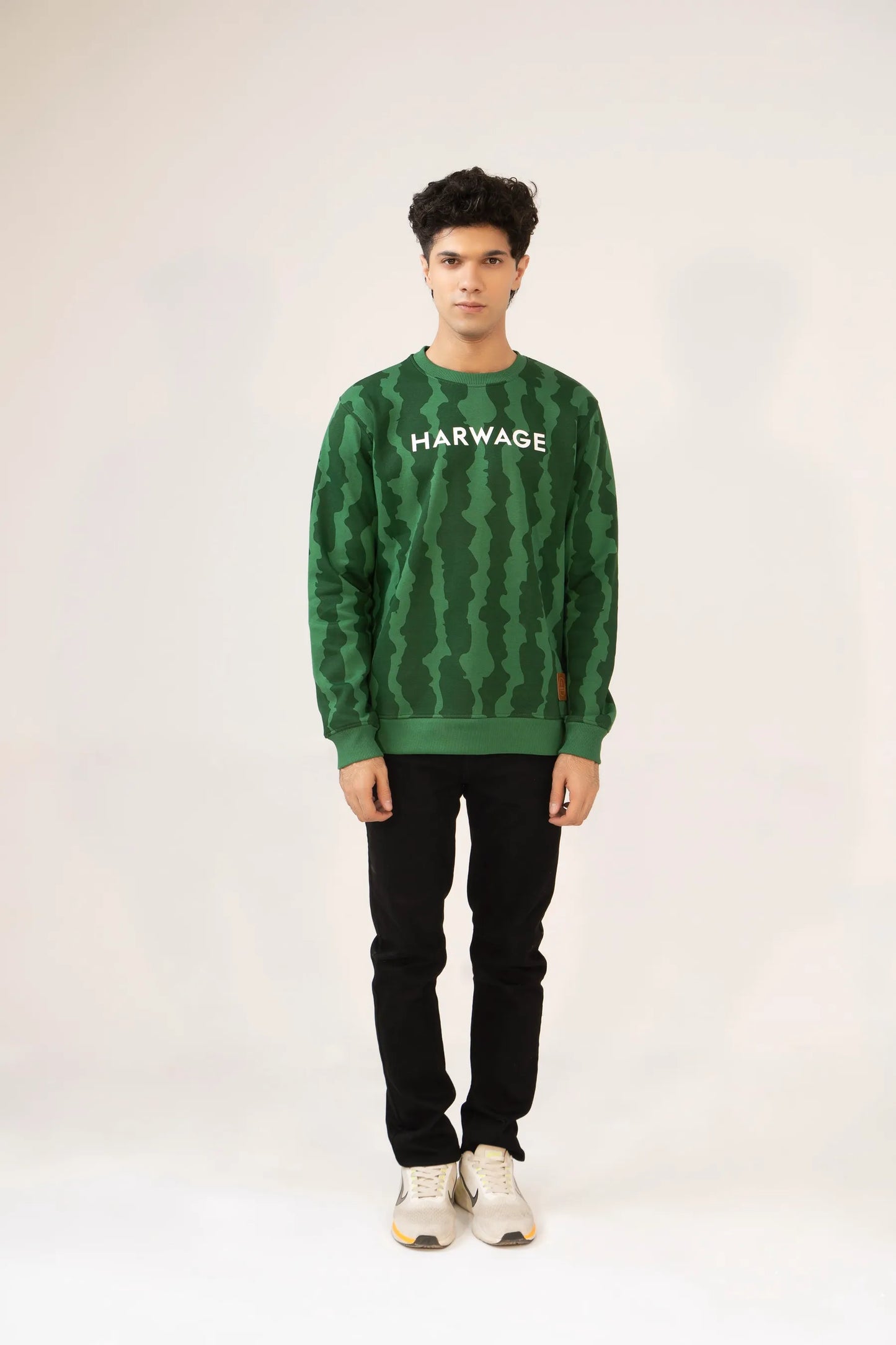 Men Regular Fit Sweatshirt - Green Camouflage - Harwage