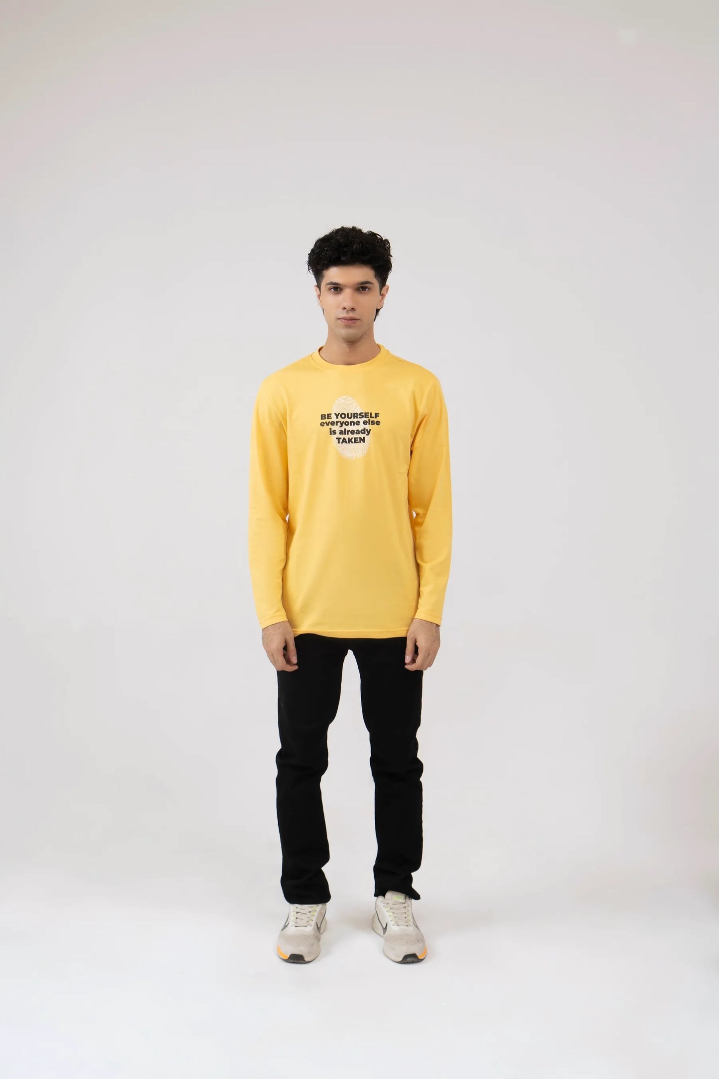 Men Full Sleeve T-Shirt - Yellow - Harwage