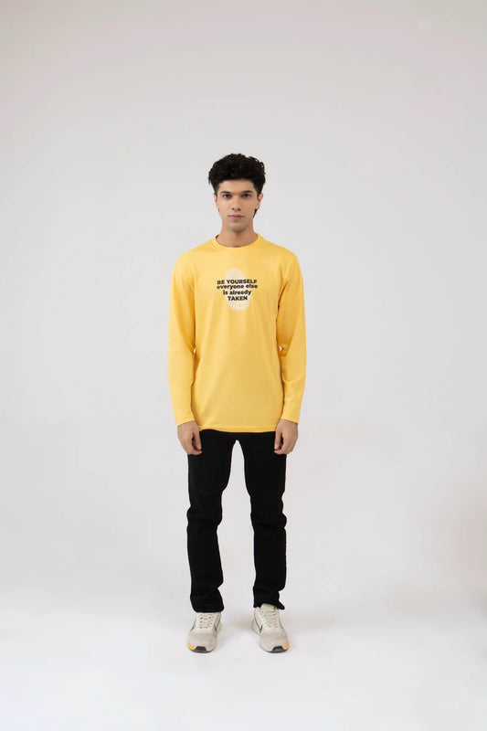 Men Full Sleeve T-Shirt - Yellow - Harwage