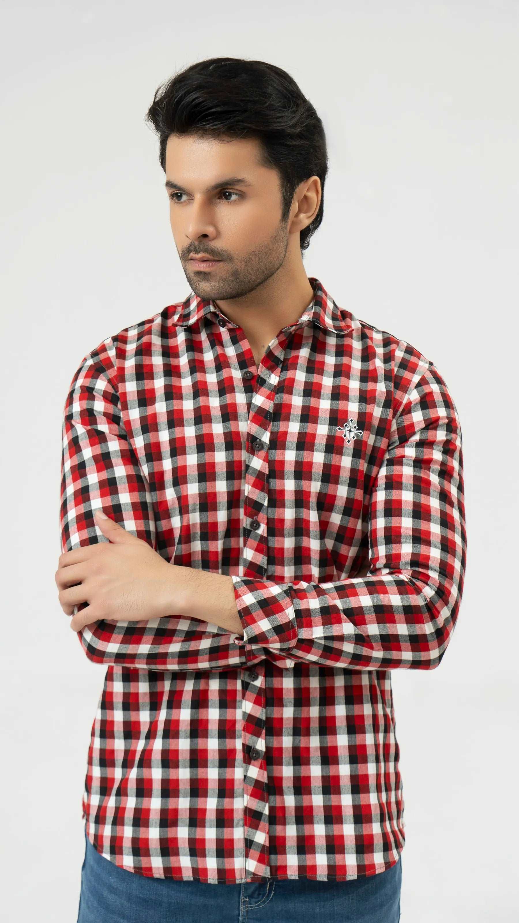 Men Casual Dress Shirt - Multi Checkered - Harwage