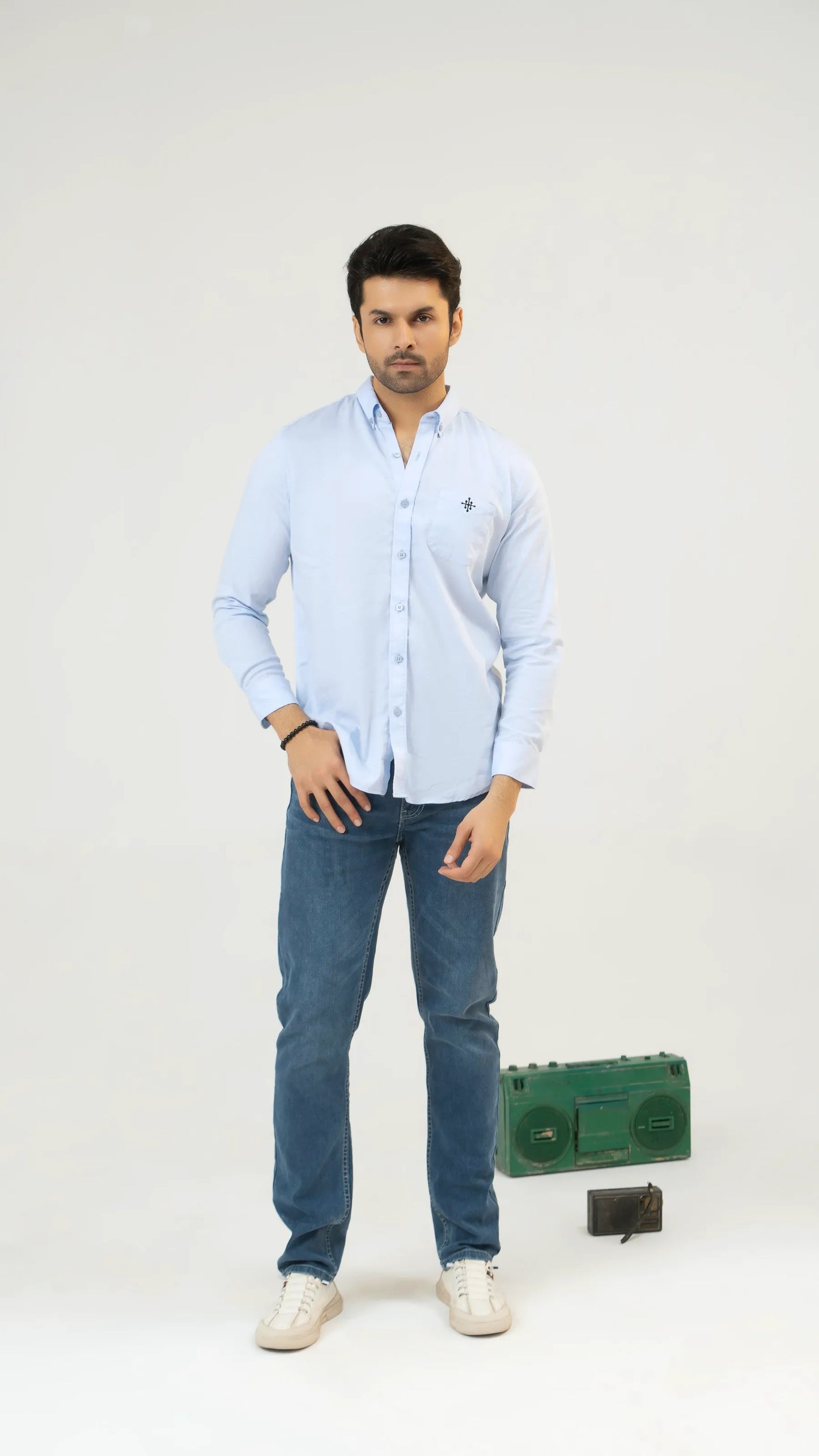 Men Casual Dress Shirt - Clear Sky - Harwage