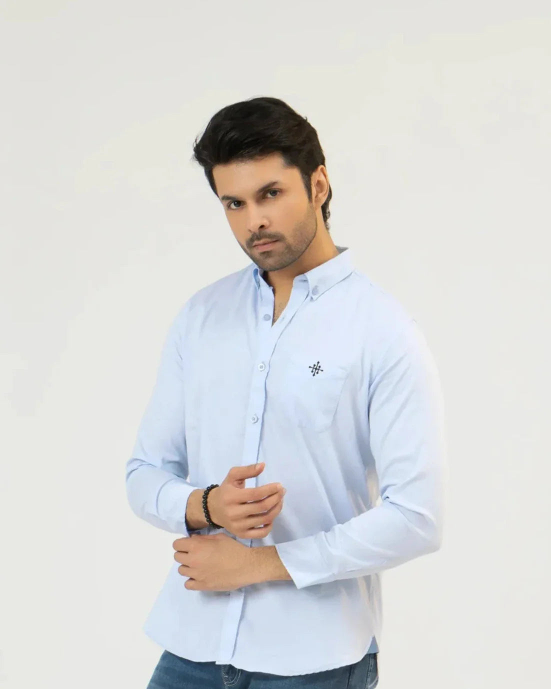 Men Casual Dress Shirt - Clear Sky - Harwage