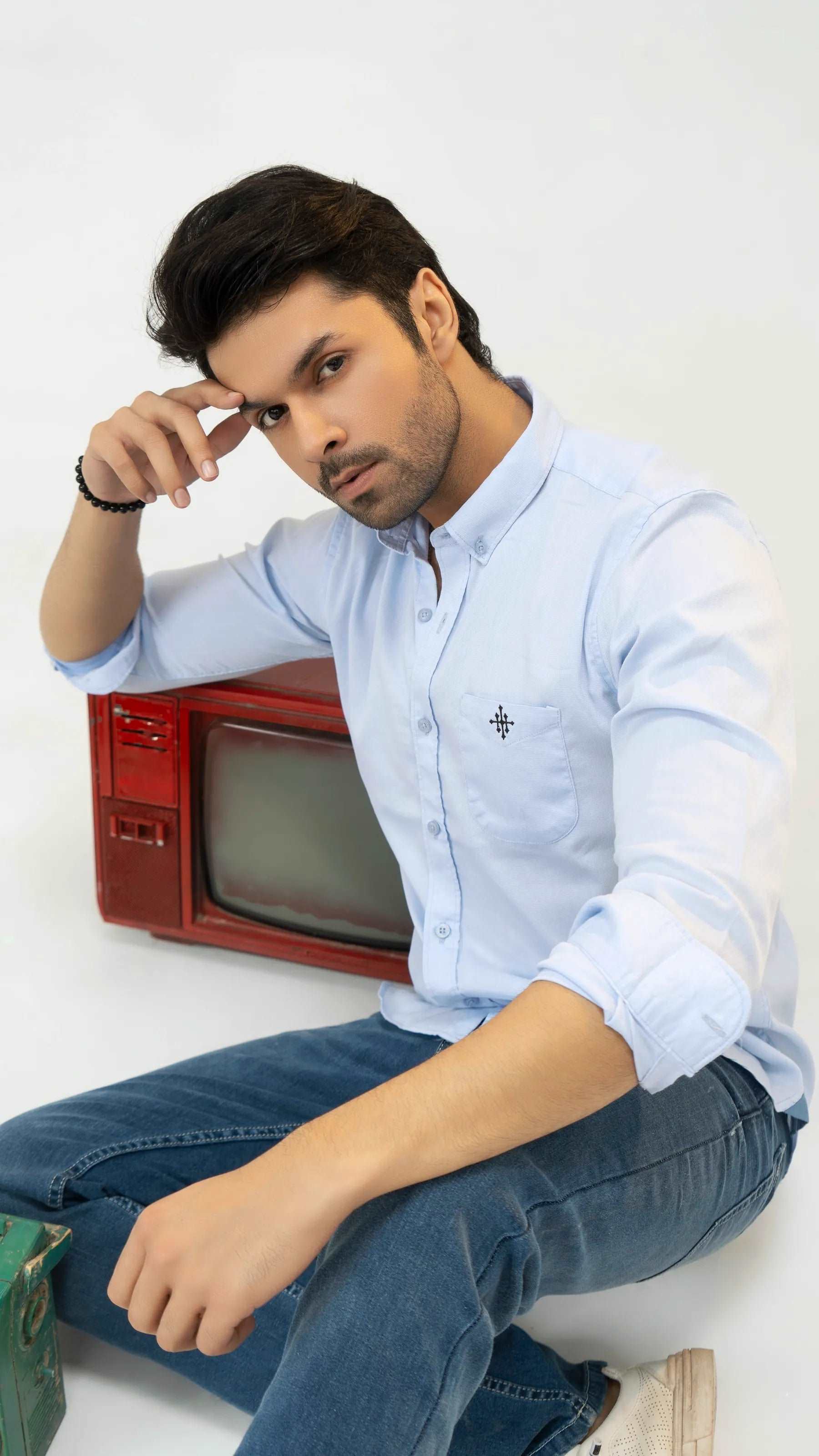 Men Casual Dress Shirt - Clear Sky - Harwage