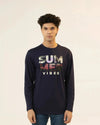 Men Full Sleeve T-Shirt - Navy Blue - Harwage