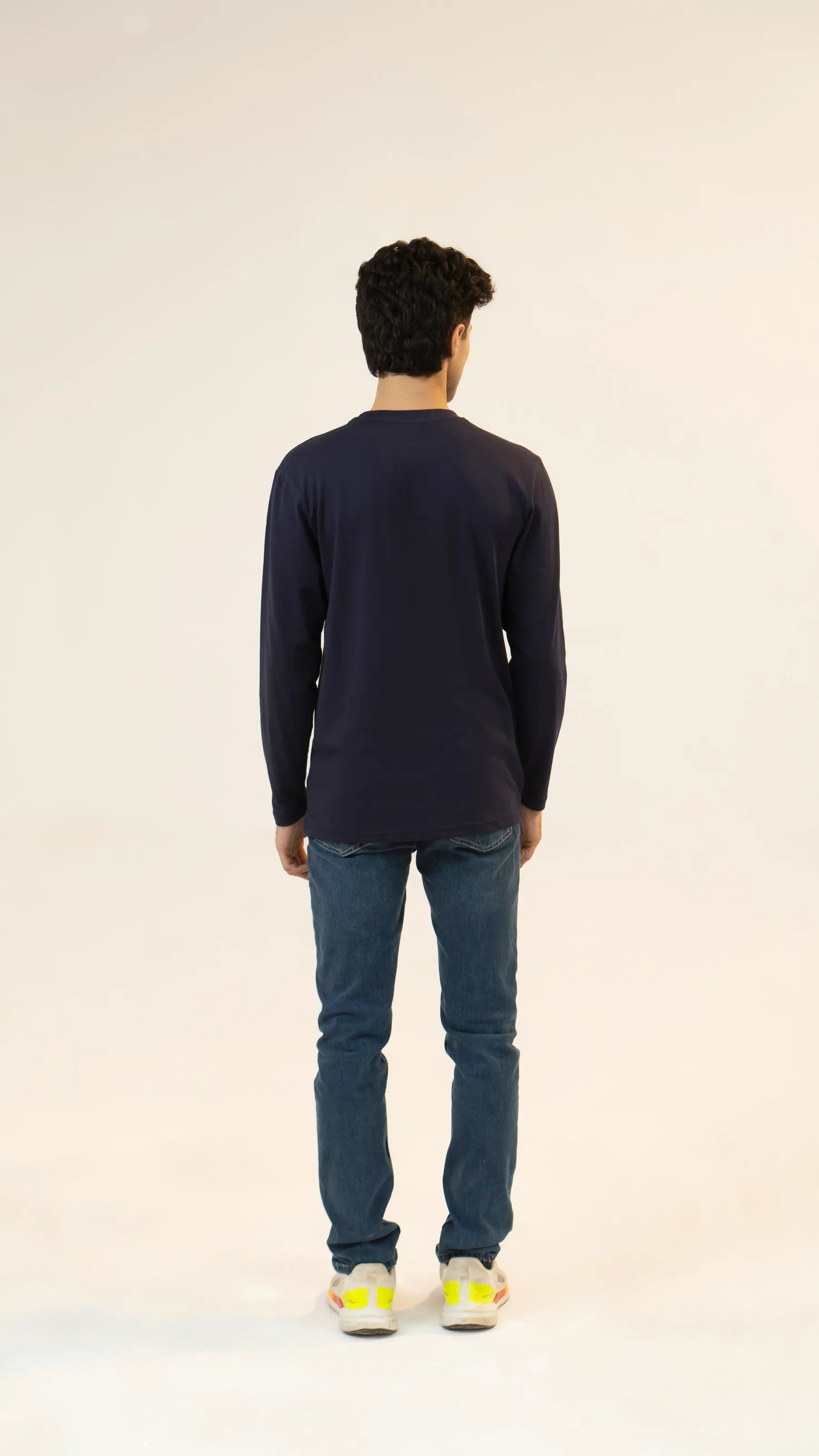 Men Full Sleeve T-Shirt - Navy Blue - Harwage