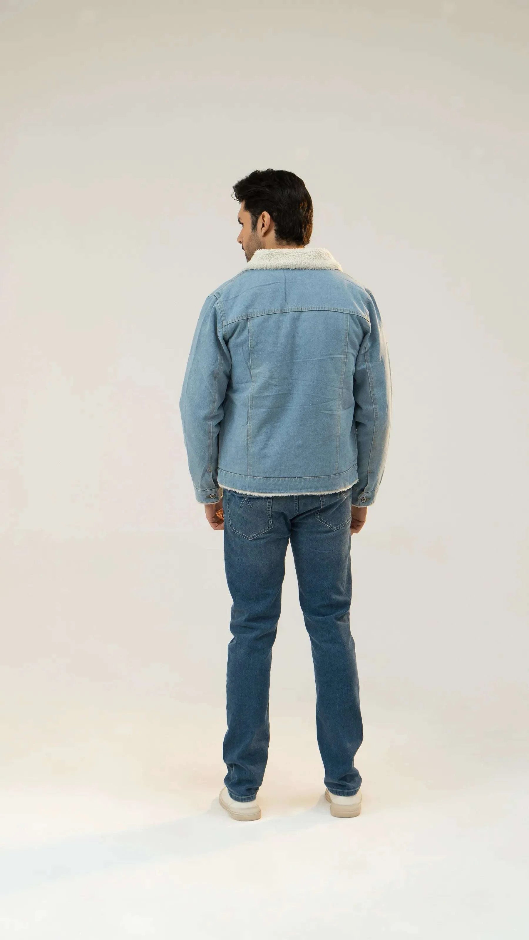 Men Denim Jacket - Blue - Harwage
