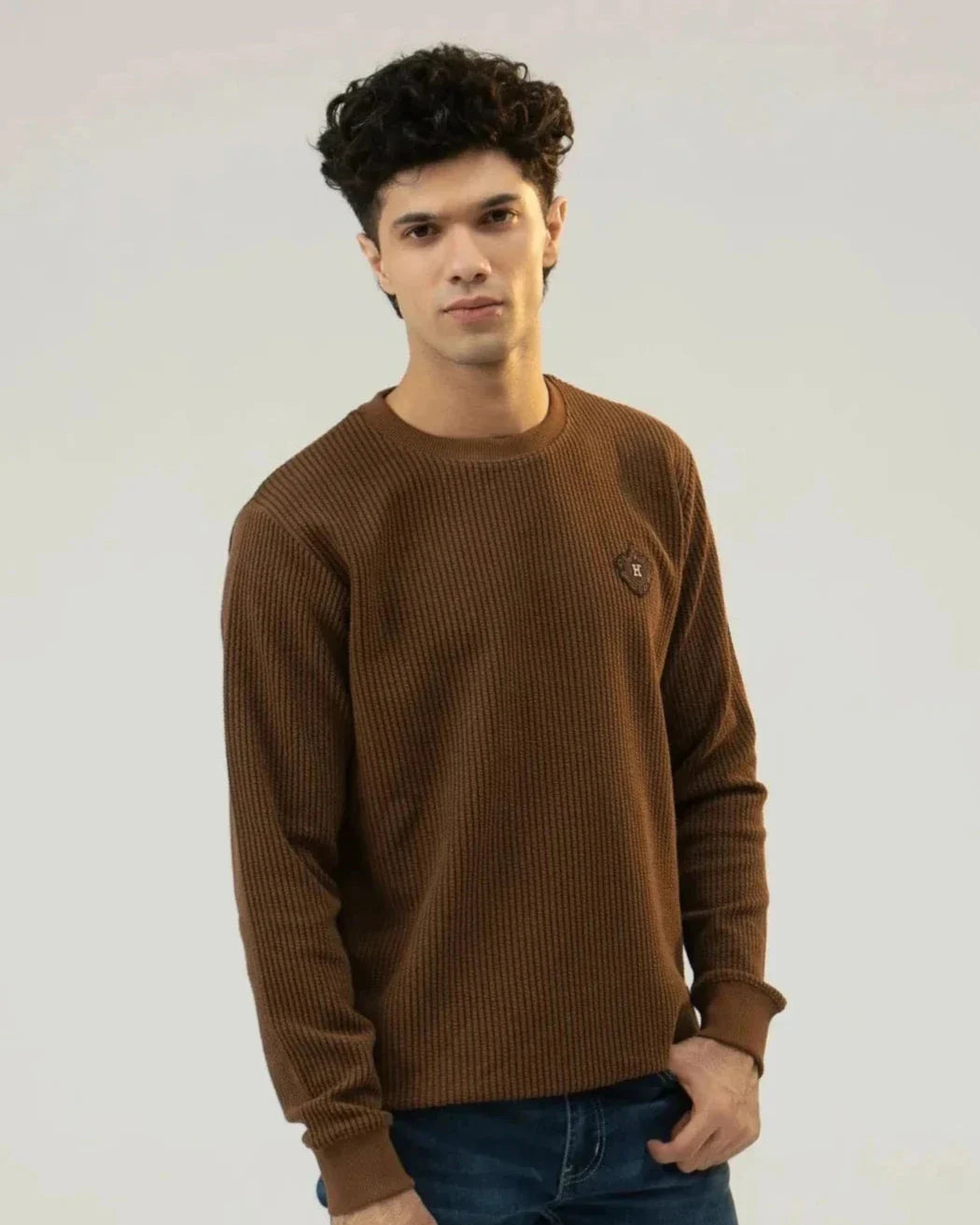 Men Regular Fit Sweatshirt - Brown - Harwage