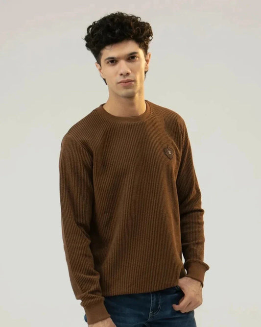 Men Regular Fit Sweatshirt - Brown - Harwage