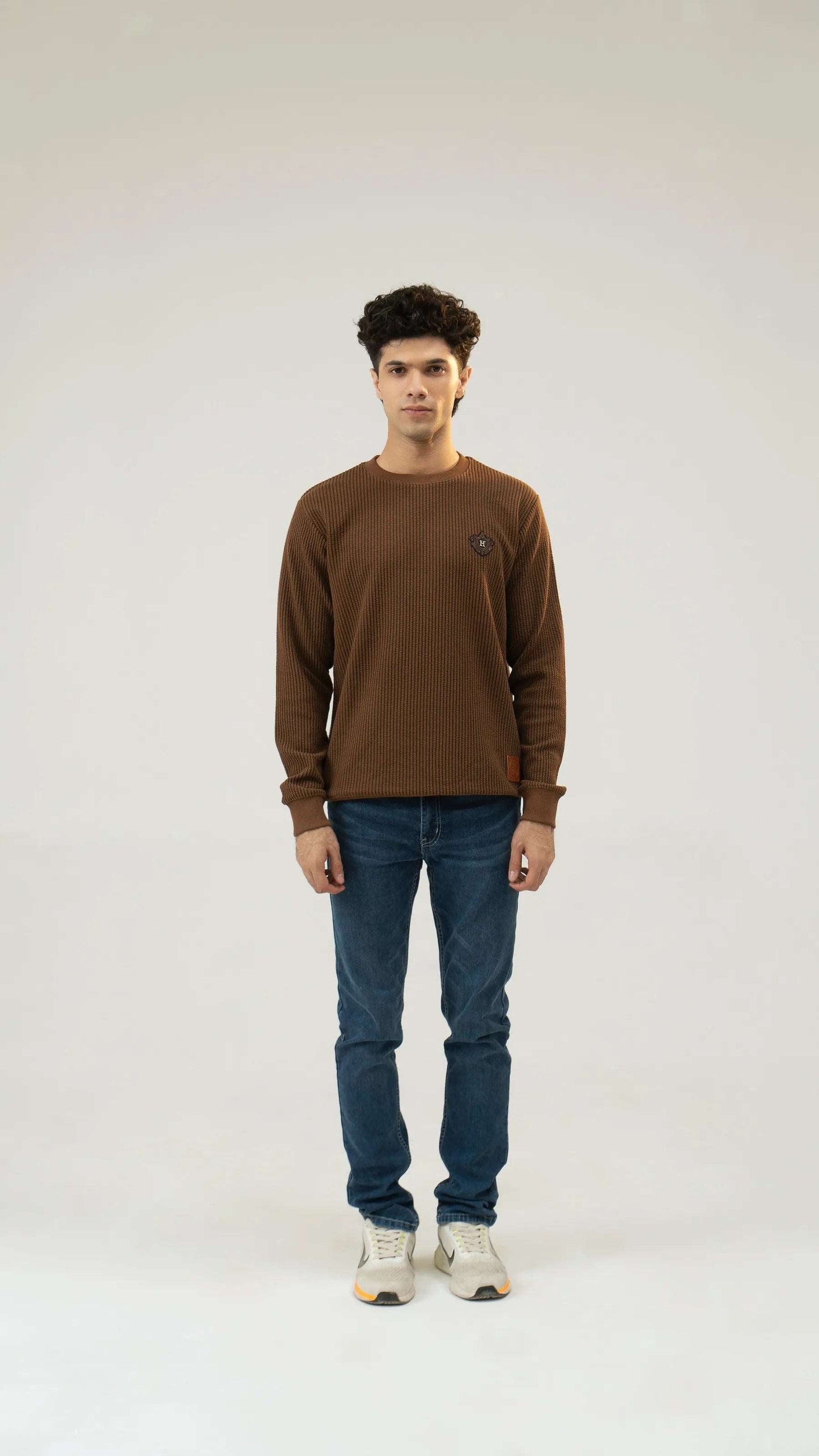 Men Regular Fit Sweatshirt - Brown - Harwage