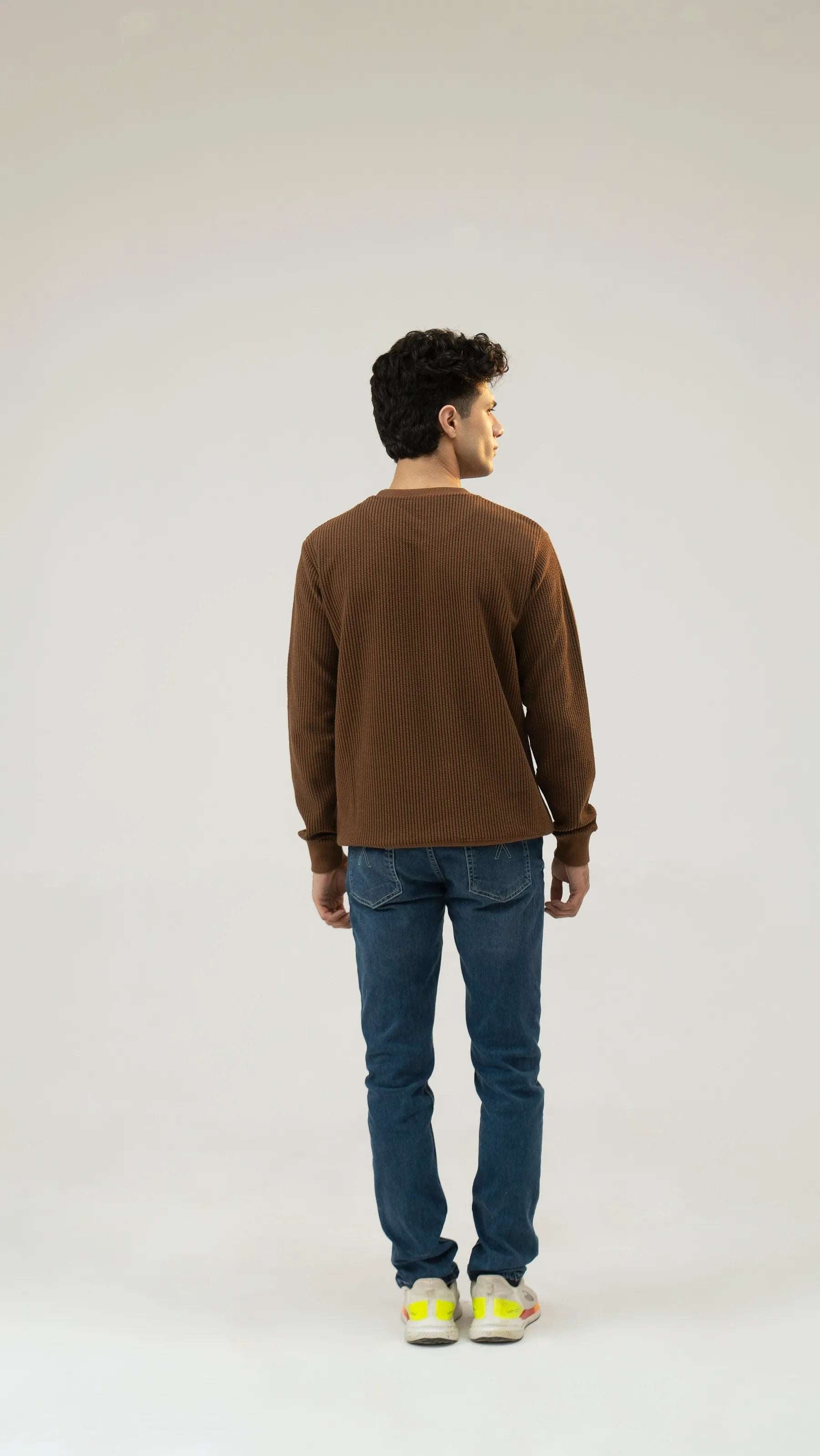 Men Regular Fit Sweatshirt - Brown - Harwage