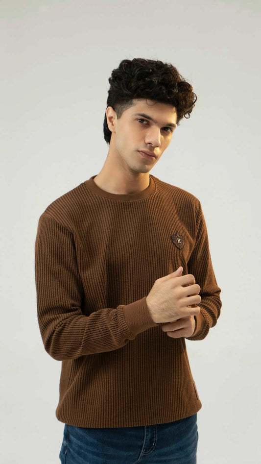 Men Regular Fit Sweatshirt - Brown - Harwage
