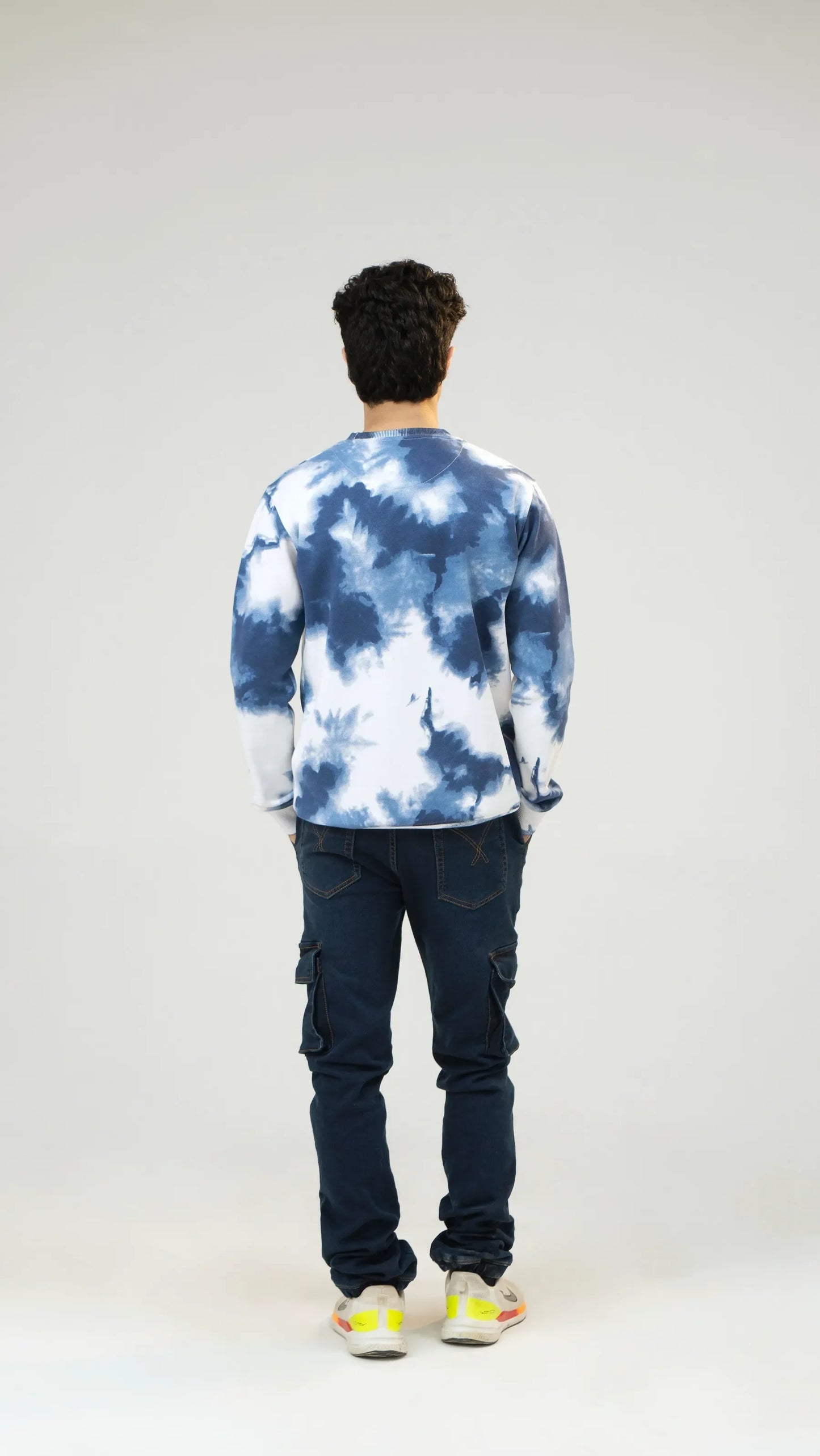 Men Regular Fit Sweatshirt - Blue Tie-Dye Camouflage - Harwage