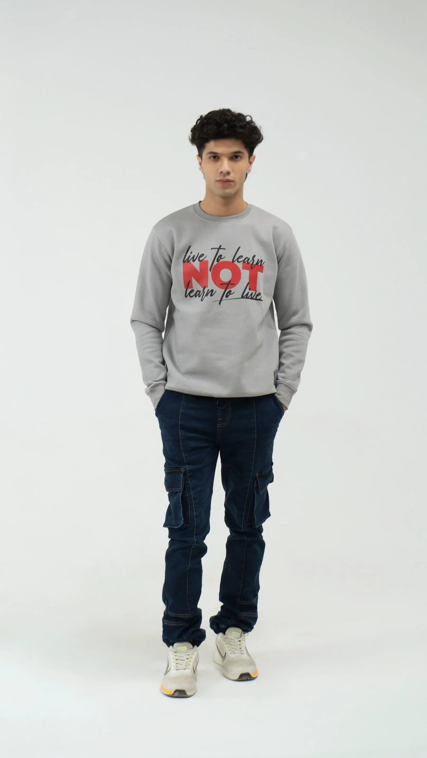 Men Regular Fit Sweatshirt - Gray - Harwage